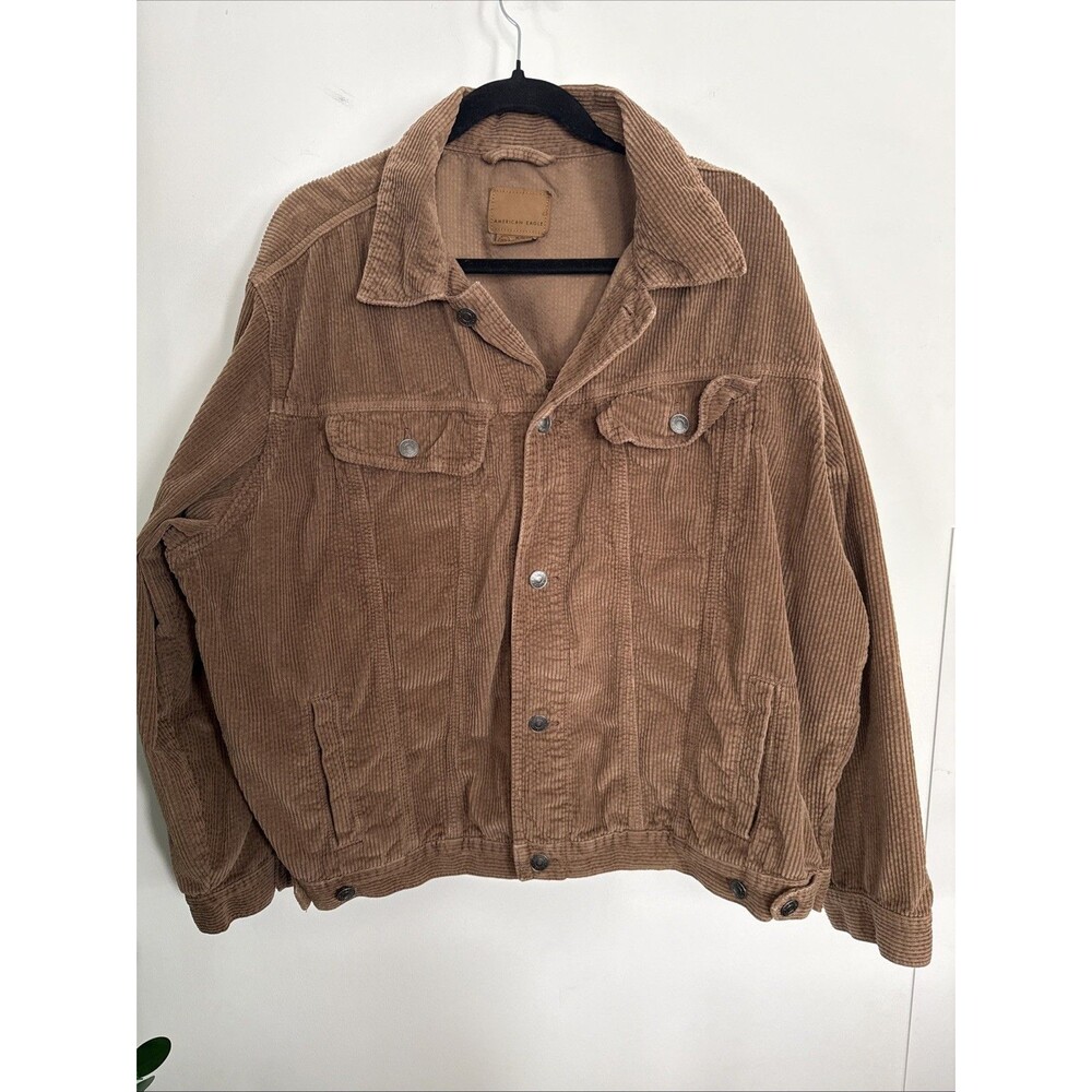 VTG American Eagle Mens XL Corduroy Jacket Pockets Buttons Lightweight Oversized